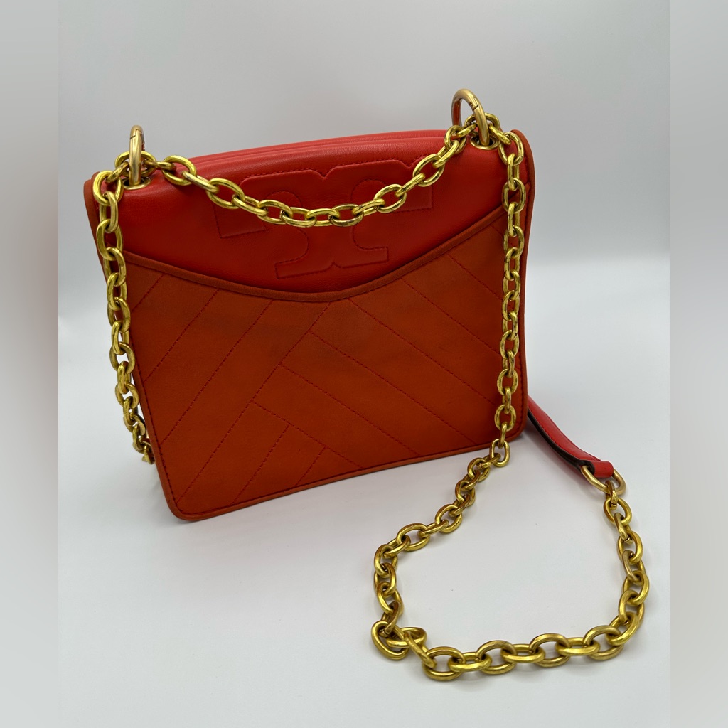 Tory Burch Poppy Orange With Gold Hardware Alexa Convertible Shoulder Bag
